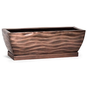 H Potter Planter - Rectangular Flower Pot - Indoor Outdoor Window Box - Antique Copper - Succulent Herb Garden Container Unique Gift Idea