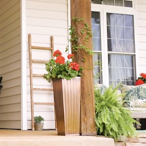 H Potter Antique Copper Tall Metal Garden Planter – Indoor Outdoor Entryway & Front Door Decor, Heirloom, Durable Large Statement Planter