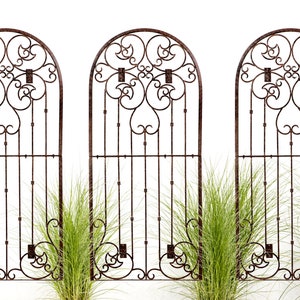 H Potter Set of 3 Metal Wall Trellises, Iron Scroll, Mounting Brackets, Art Decor, Patio, Deck, Balcony Outdoor Room, Yard, Backyard Garden