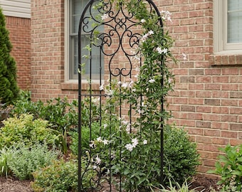 H Potter Black Metal Garden Trellis Screen for Backyard - Scroll