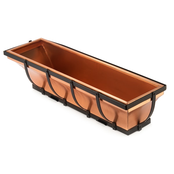 H Potter Copper Window Box 30 inch long, Metal Planter, Outdoor Exterior, Brackets - Iron Frame Included, Herb Garden, Hanging, Flower, Deck