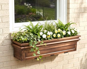 H Potter Window Box Planter - 36" Length - Antique Copper Metal Container – Exterior Home Decor