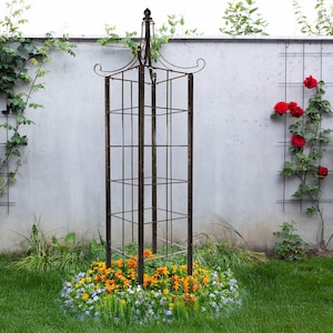 H Potter 7 foot Trellis Garden Obelisk Wrought Iron Large Metal Trellis for Climbing Plants - Backyard Decor - Yard Art - Outdoor Wedding