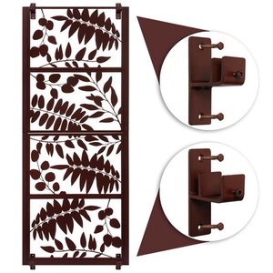 H Potter Leaf Trellis Screen Wall Art for Patio Deck Balcony, Metal 82 Inches Tall, Indoor Outdoor, Heavy Duty Iron Frame Laser Cut Pattern