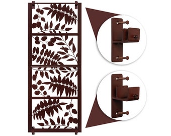 H Potter Leaf Trellis Screen Wall Art for Patio Deck Balcony, Metal 82 Inches Tall, Indoor Outdoor, Heavy Duty Iron Frame Laser Cut Pattern