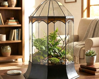 H Potter Terrarium Large Glass Terrarium - Tall Wardian Case - Succulent Plant Herb Container, Indoor Orchid Garden, Mothers Day Gift Idea