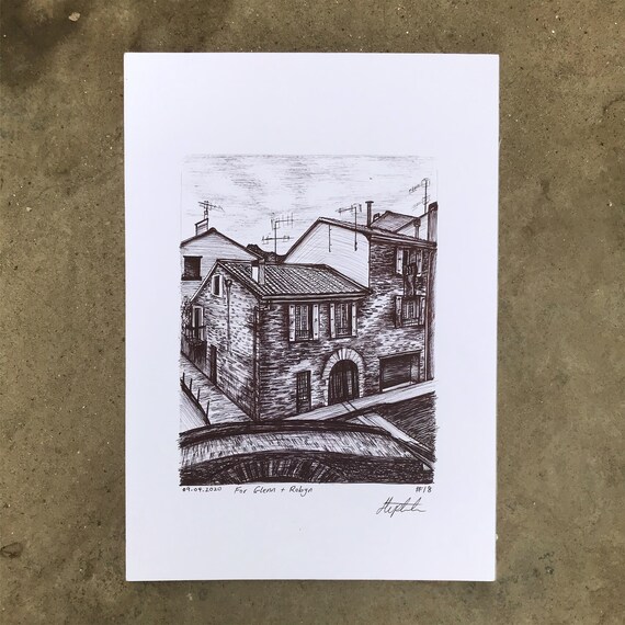 Landscape Travel Photos Drawn In Biro Custom Biro Drawing Etsy