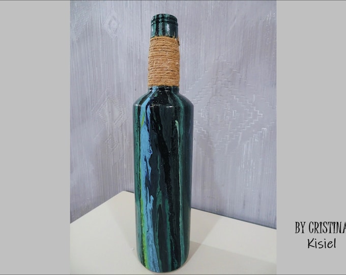 Abstract Art Decorated Bottle, Pouring Fluid Art Bottle, Painted Fluid Art Style Bottle, Abstract Art Decorative Bottle, Hand painted vase