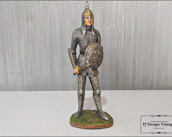 Medieval hand painted warrior in chainmail, Collectible medieval warrior figure, Metal soldier figure, Medieval soldier with chainmail