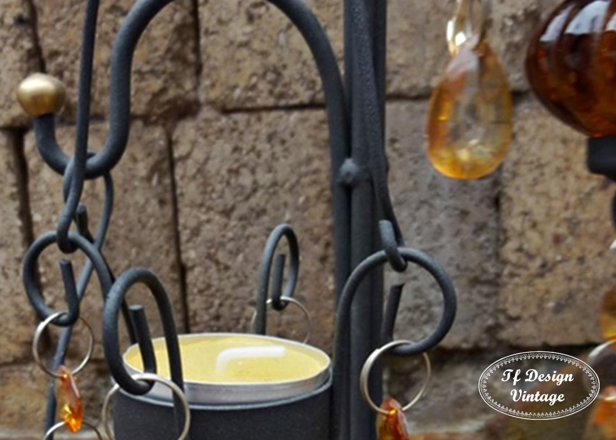 Wrought Iron And Glass Candelabra Metal Support For Candles Glass Candle Cups With Handmade Forge Support Tea Light Chandelier