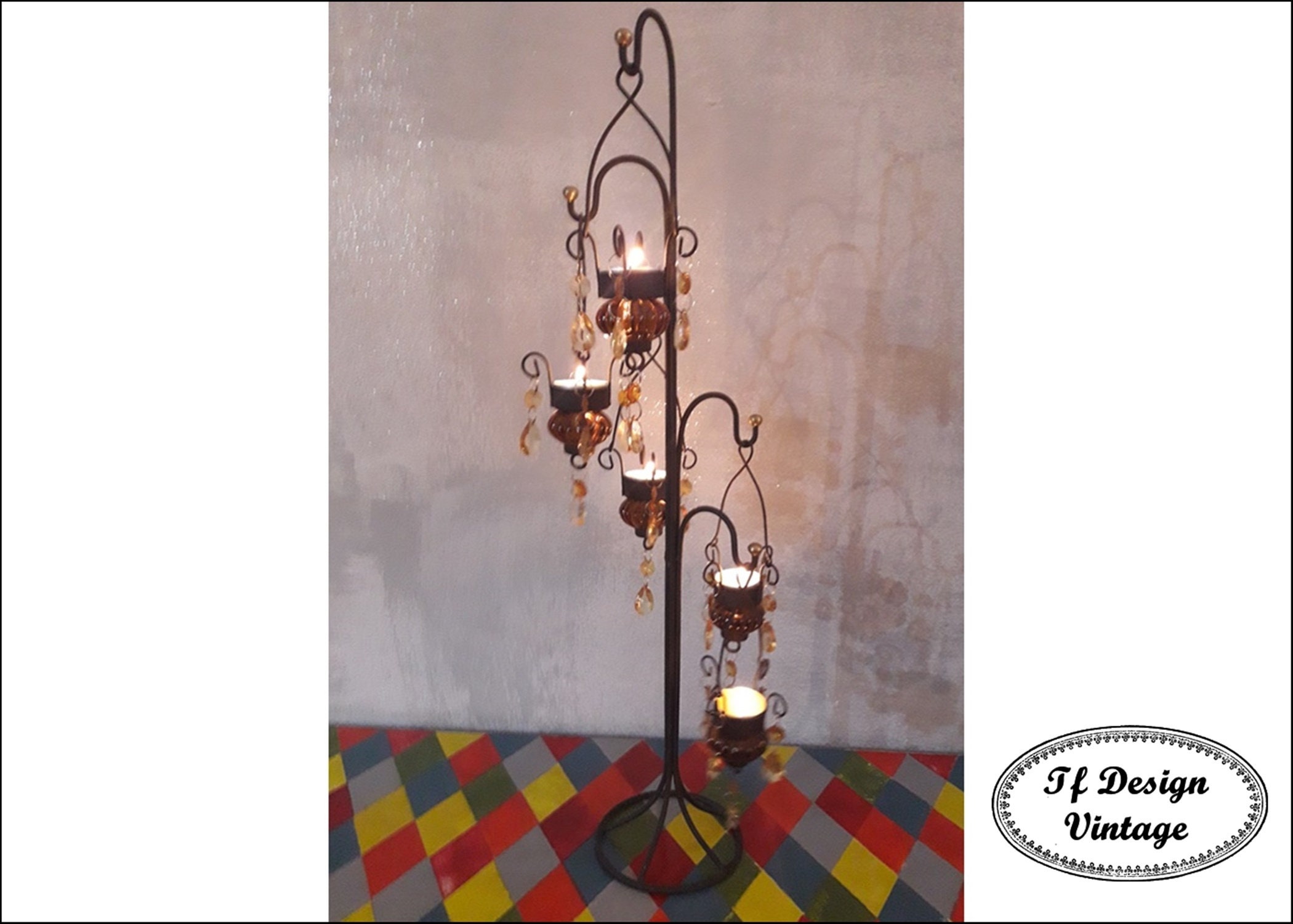 Wrought Iron And Glass Candelabra Metal Support For Candles Glass Candle Cups With Handmade Forge Support Tea Light Chandelier