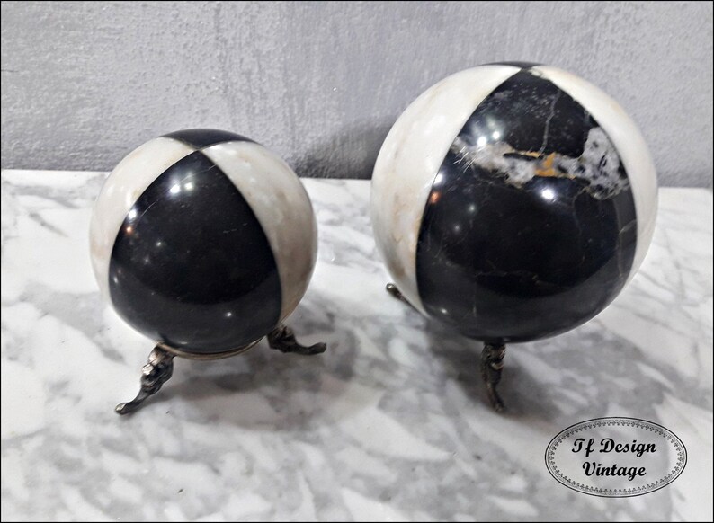 Marble Balls Set Of 2 Balls Decorative With Support Etsy