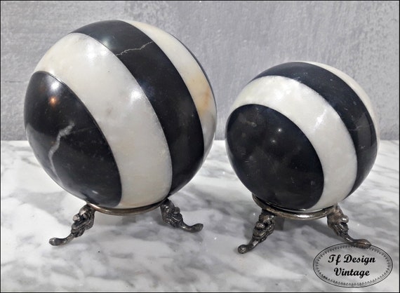 Balls Decorative With Support Marble Balls Set Of 2 Etsy