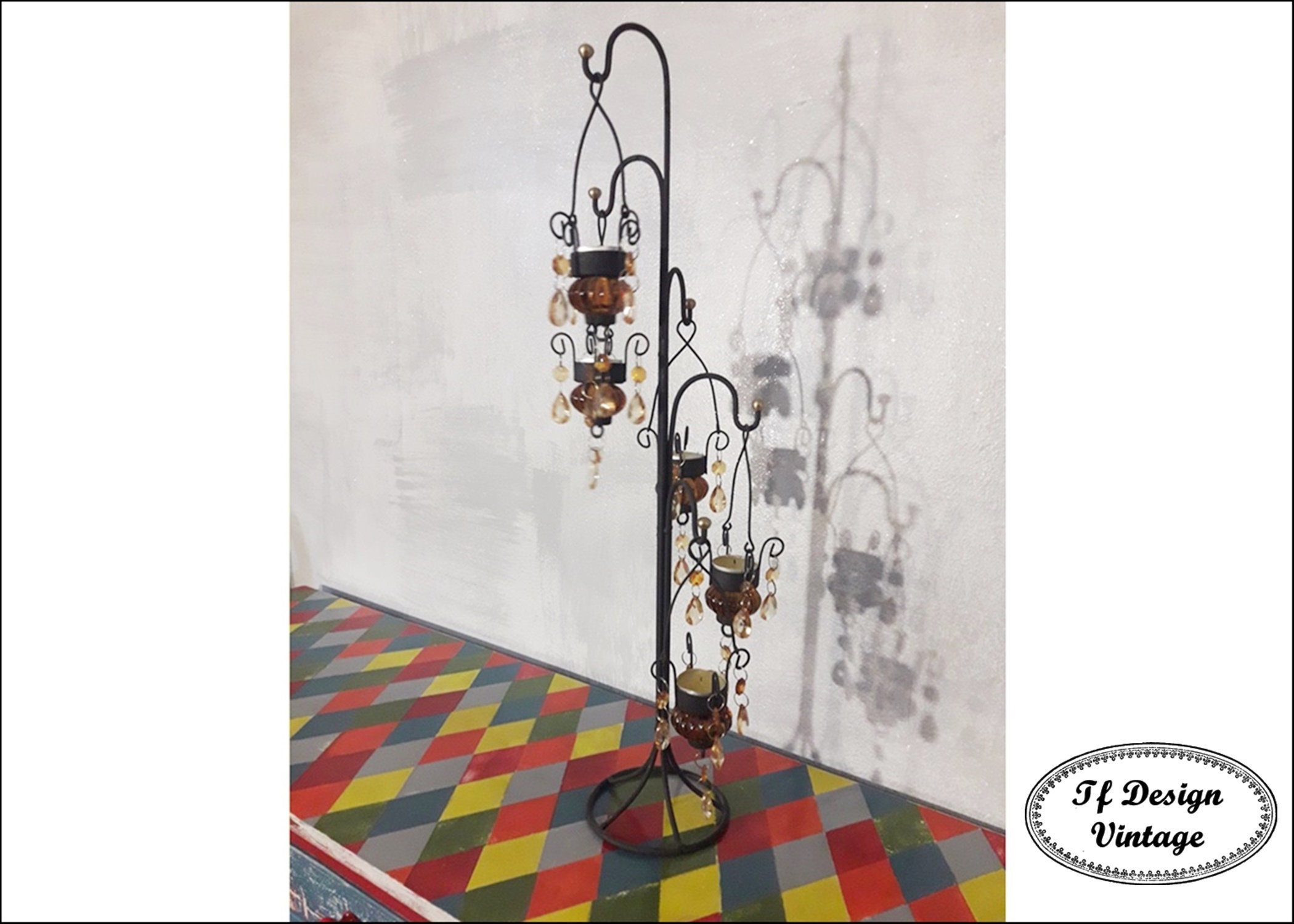 Wrought Iron And Glass Candelabra Metal Support For Candles Glass Candle Cups With Handmade Forge Support Tea Light Chandelier
