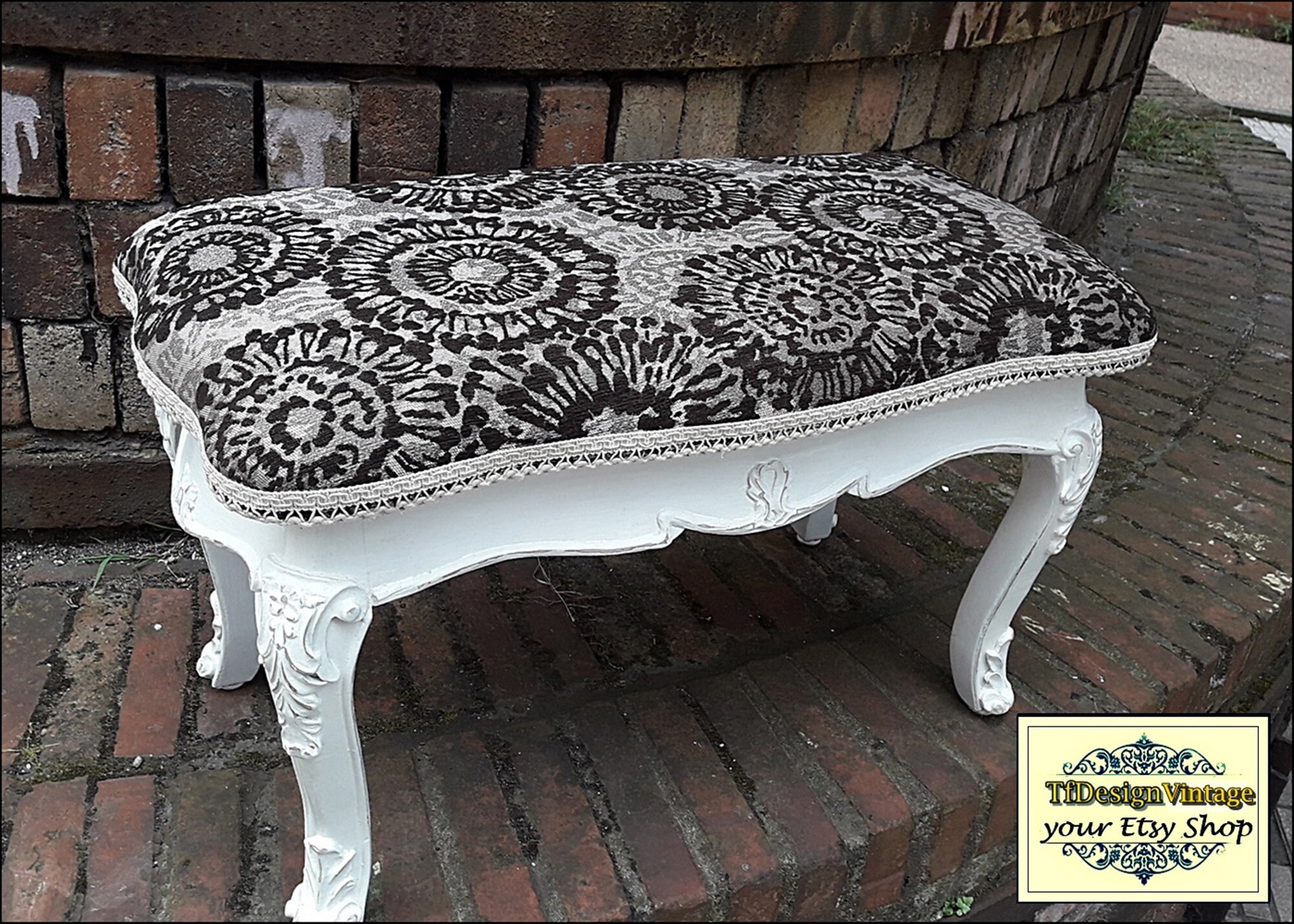 Upholstered Bench White Vintage Bench Ottoman Bench Small Entryway Bench Bedroom Bench Custom Wood Bench Hall Bench Entry Bench White Bench