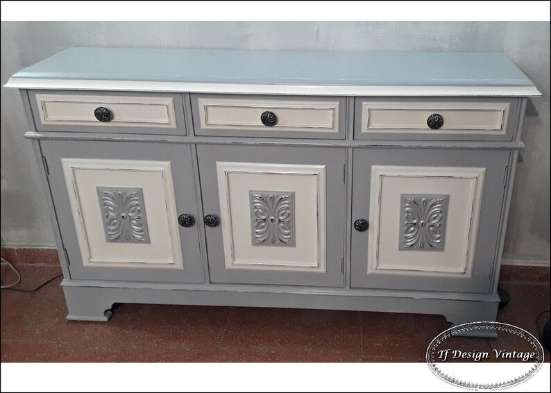 Entryway Cabinet With Doors And Drawers Console In Grey And Etsy