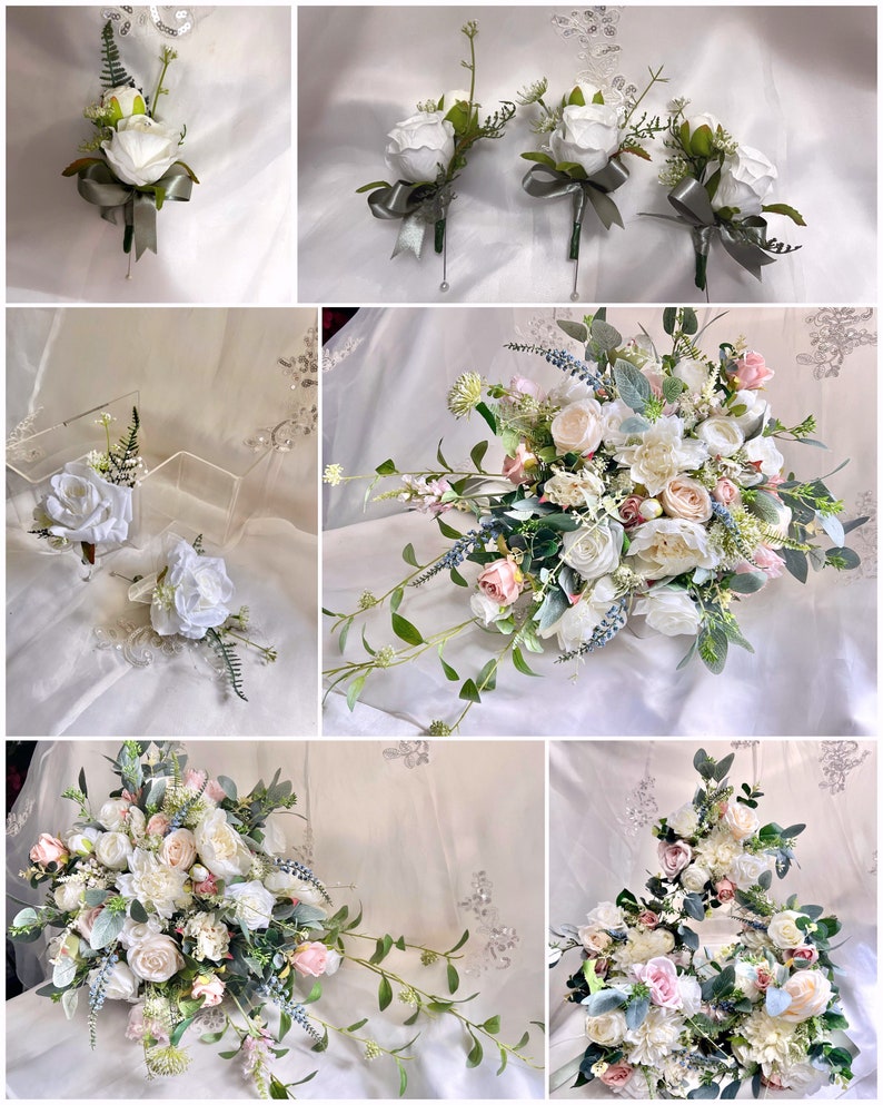 Artificial Silk Wedding Flowers Fairytale Pale Blue Wild Etsy UK
