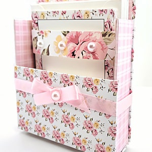 42-Pc Stationery Gift Box Set w/Reusable Desktop Organizer Box and Gold Pen - Pink & Yellow Posies