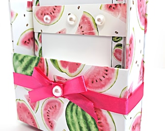 42-Pc Stationery Gift Box Set w/Reusable Desktop Organizer Box and Gold Pen - Fresh Red Watermelon