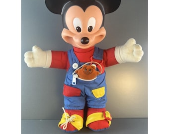 Mickey Mouse Doll 1989 Mattel Disney Learn To Dress Me Doll Vintage 14" Tall