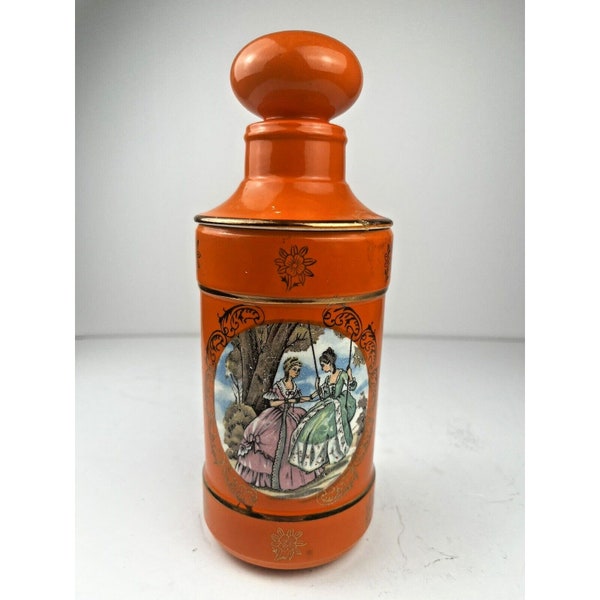 Enesco 1950's Japanese Urn / Vase / Jar / Orange / Vanity / Vtg 8.5"T