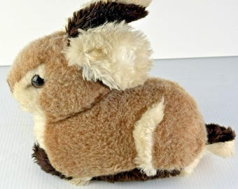 Steiff Rabbit Vintage 1970s Dralon Plush 9" Button in Ear Squeaker Glass Eyes