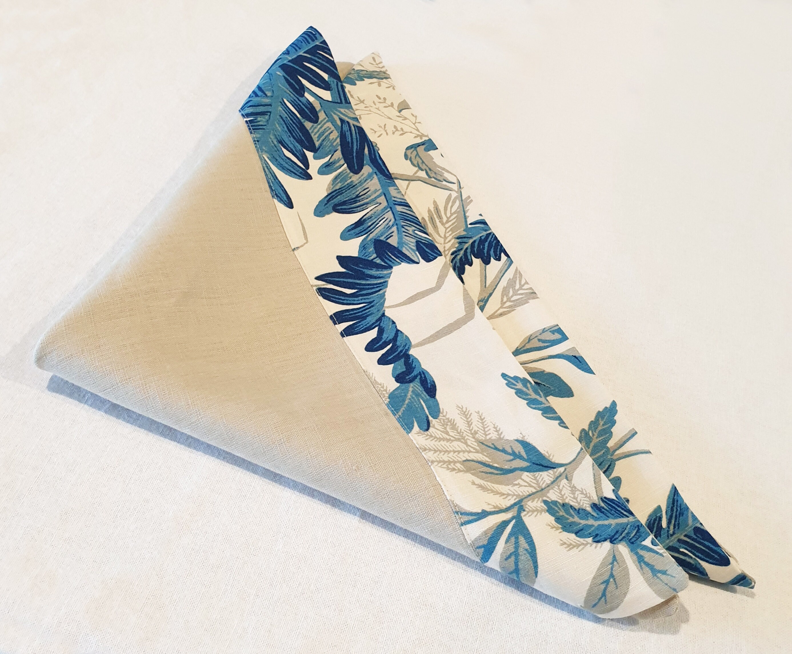 Set of Linen Napkins 2 Doublesided Tropical Print Linen Napkins Etsy