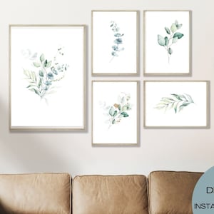 Watercolor Eucalyptus Wall Art Set of 6 - Digital File - Instant Download