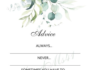 Advice Karte - Hochzeitsempfang - Bridal Shower - Baby Shower - Digitale Datei