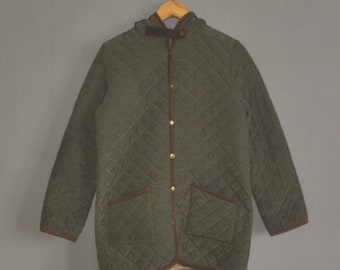 Ladies Melrose Claire women's light Quilted jacket size 4 / XS-S / 1990s Japanese brand harajuku outerwear Olive green army style jacket