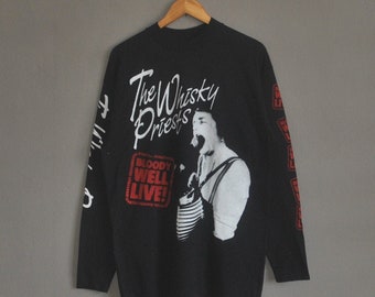 Vintage 1993 THE WHISKY PRIEST Band Bloody Well Live Tour Long Sleeve T shirt size Large / 90s Rare Uk Folk Rock Band Ska 1990s Concert Tee