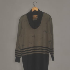 Vintage LANCEL Paris Women&#39;s Long Sleeve Tops Shirt size Medium / 90s Lanvin Fashion Designer wool blends 1990s shirt