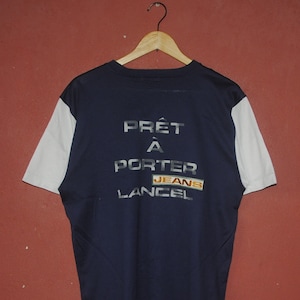 Vintage LANCEL Jeans Paris T shirt size M / L / 1990s Fashion designer vintage tees / High Fashion Hip Hop streetwear Lanvin 90s tee