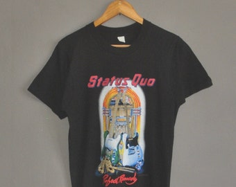 Vintage 1989 STATUS QUO Perfect Remedy Tour T shirt size XS-S / 80s Psychedelic Heavy Metal Progressive Hard Rock Band Francis Rossi Tee