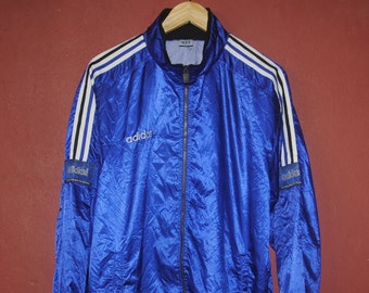 Vintage ADIDAS 1990s hoodie sweater Medium / Large / 1990s windbreaker jacket  / outdoor streetwear Polyester sweater size M/L