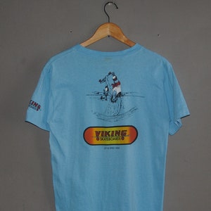 Vintage VIKING SKATEBOARD 1980s T shirt size Medium / Rare 80a Skateboarding skate promo tee / Powell Peralta Deck Zorlac Dogtown vans tee