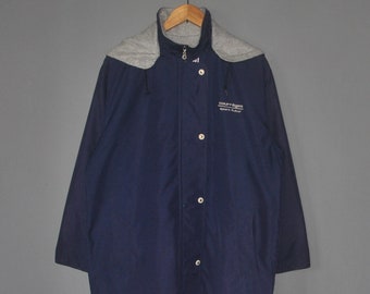 Vintage Courrèges Sport Futur 1990s Long Coat windbreaker jacket size Medium / 90s High Fashion Streetwear Winter Hooded Pullover