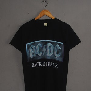 Vintage ACDC 1990-1991 World Tour Back in Black T shirt size S-M / 1990s AC/DC Rock n Roll Uk Europe Concert Tour Promo Nos Unworn tee