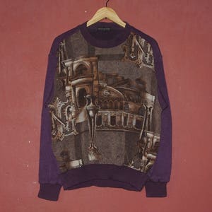 Vintage BOOSTER 1990s sweatshirt size Medium / 1990s Fashion designer Sweater / Pullover / Hip hop hipster royalty baroque crewneck