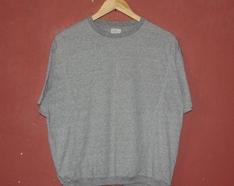 Vintage ADIDAS Trefoil 1990-tals kortärmad gymtröja med rund hals, medium / Vintage 90-tals grå sportjacka, pullover / hiphop hipster swag-tröja