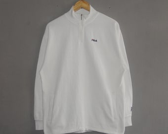 Vintage FILA classic from 1990s white sweatshirt size Large / Casual sweater  / Streetwear clothing / Hipster Crewneck / Loose Pullover