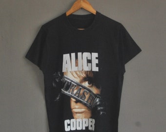 Vintage 1989 ALICE COOPER Thrashes Europe Tour Concert T shirt size Small / Rare Heavy Metal Hard Glam Rock 80s Shock Rock Ozzy Osbourne tee