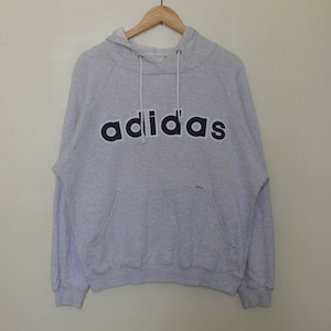 Vintage ADIDAS Trefoil Spell Out 1990s Hoodie size Medium / Large /  Vintage sport jacket / Pullover / hip hop hipster swag sweater