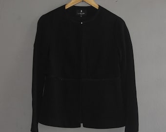 Vintage LANVIN Noir Ladies Womens Dress Formal shirt size 38 / 90s Paris Luxury Designer  / Made in Japan /  High fashion NWT cardigan shirt