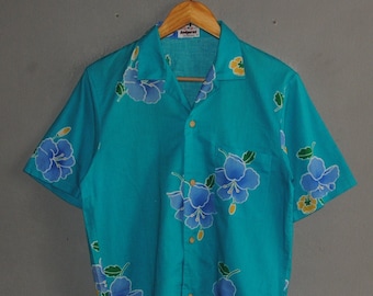 Vintage KEDGEREE Hawaii Hawaii Hemd Größe S / 1980s Hawaii Hemd mit floralem Hibiskus Motiv
