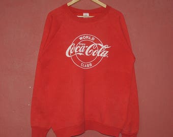 Vintage COCA-COLA Coke 1980s Distressed sweatshirt size Large / Hipster Streetwear clothing / Pullover / Crewneck