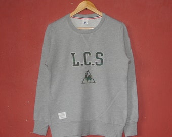 Vintage LE COQ SPORTIF 1990s sweatshirt size Small - Medium / Vintage Sport jumper sweater / nice design / Hip hop hipster Grey Pullover