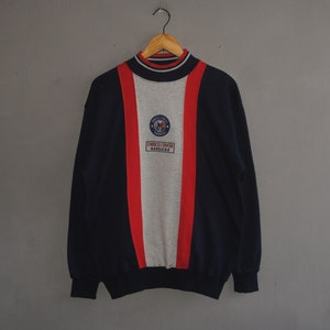Vintage ENRICO COVERI 1990s sweatshirt size Medium / 1990s Paris Italy Fashion Designer Dark Blue crewneck / Nice design Pullover sweater