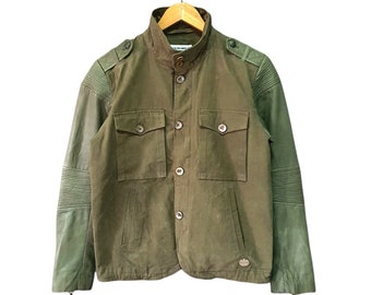 Jaqueta vintage DIESEL INDUSTRY verde tamanho pequeno / Original anos 90 icônica marca de moda streetwear verde oliva motociclista jaqueta streetwear