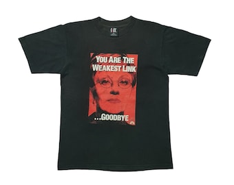 Vintage de zwakste schakel Anne Robinson T-shirt maat medium/zeldzaam bbc nbc tv televisie game quiz show serie tee/journalist shirt